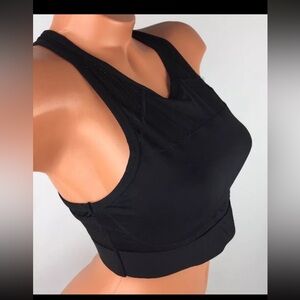 Victorias Secret Pink Lined High Neck Solid Black Mesh Ultimate Sport Bra Size M